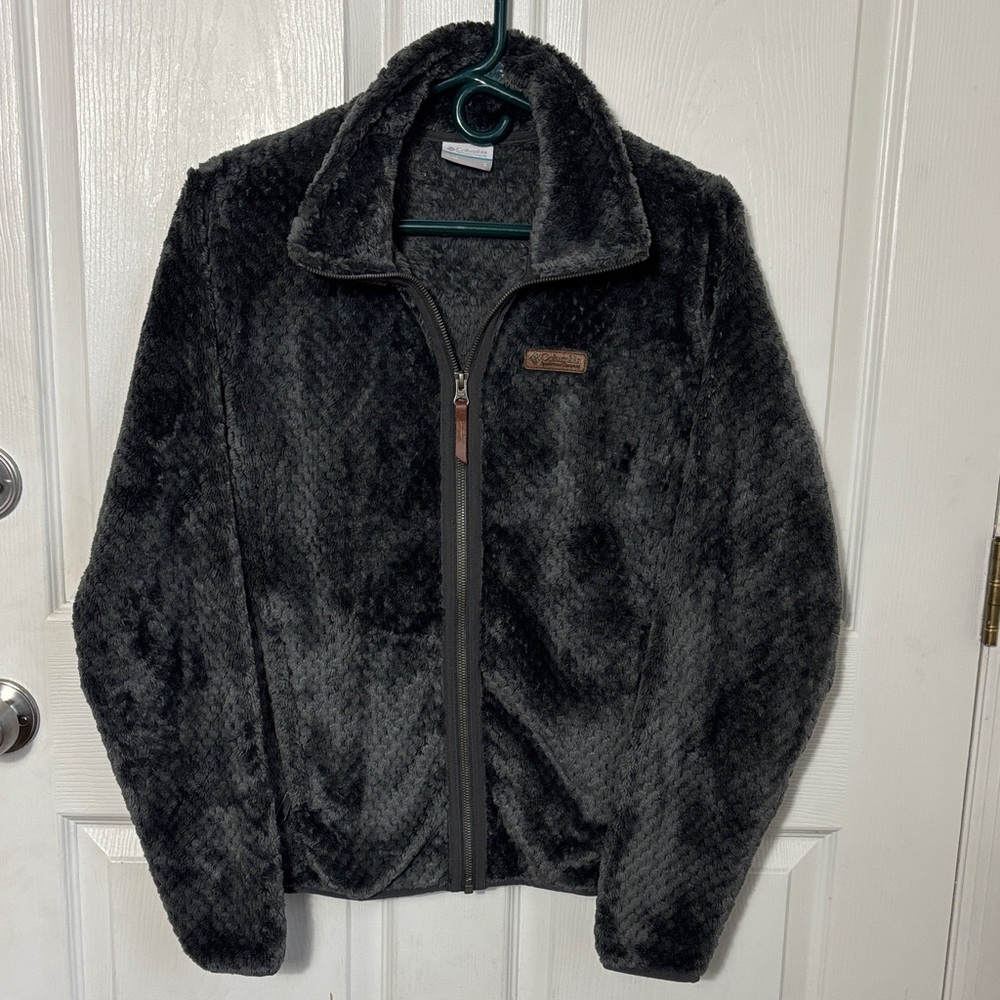 COLUMBIA Fire Side Fleece Zip Up Jacket Size Small gray soft